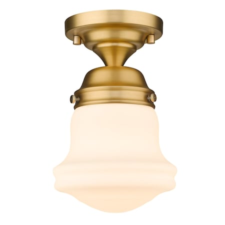Z-Lite Vaughn 1 Light Flush Mount, Heritage Brass & Matte Opal 735F1-HBR